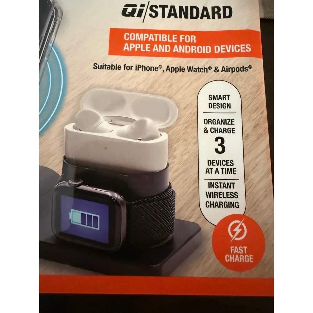 itek 3-in-1 Fast Charge Wireless Charging Stand for iPhone Apple Watch AirPods